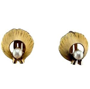 Imperial Pearl Syndicate Vintage Mid Century Real Pearls 12K GF Clip On Earrings